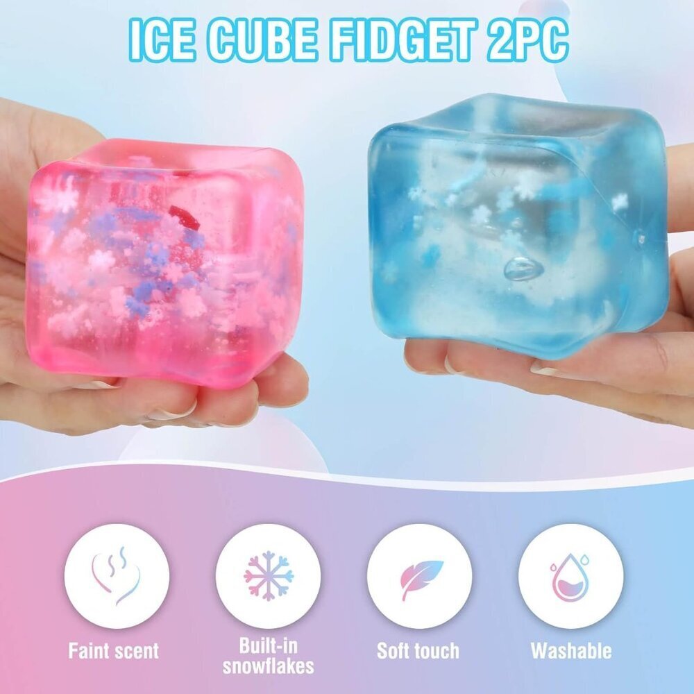 Fidget Toy for All Ages: 2 Pack Soft Sensory Fidget Ice Cube Stress Ball Squishy - Picture 2 of 6
